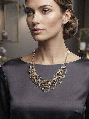 Kohl's rose gold linked ring statement necklace